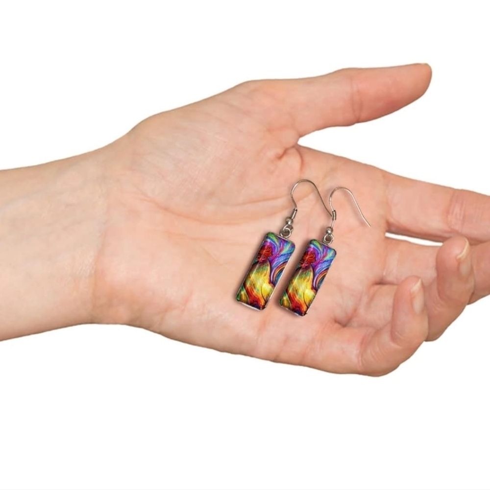 Colorful Rectangular Earrings - Picture 2 of 5